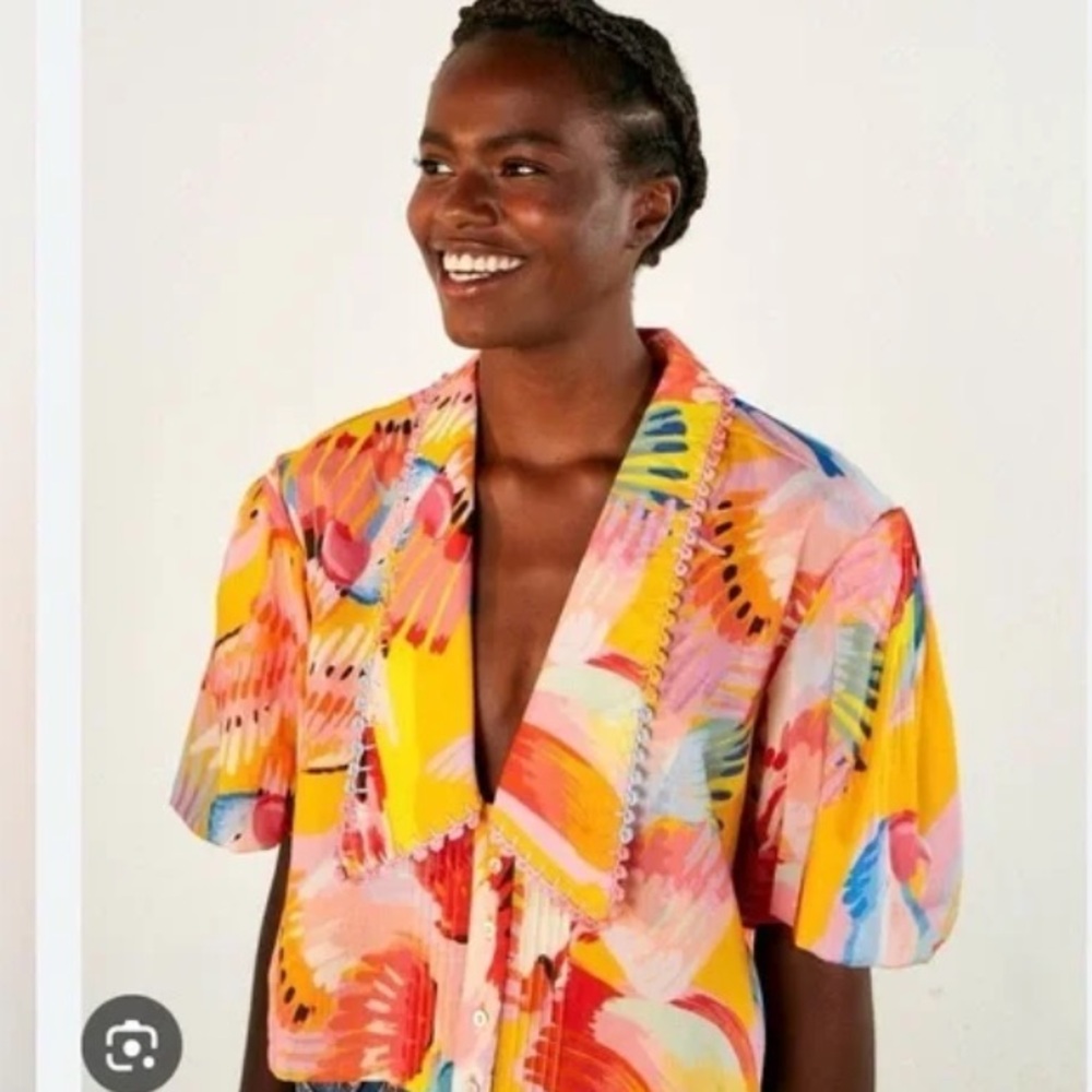 FARM Rio Colorful Abstract Crop Top